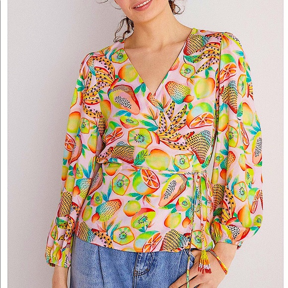 ANTHROPOLOGIE Farm Rio Rainforest Wrap Blouse - Picture 1 of 7
